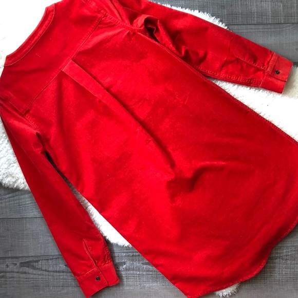Gap Girls Red Corduroy Pintuck Dress Long Sleeve - Picture 3 of 8